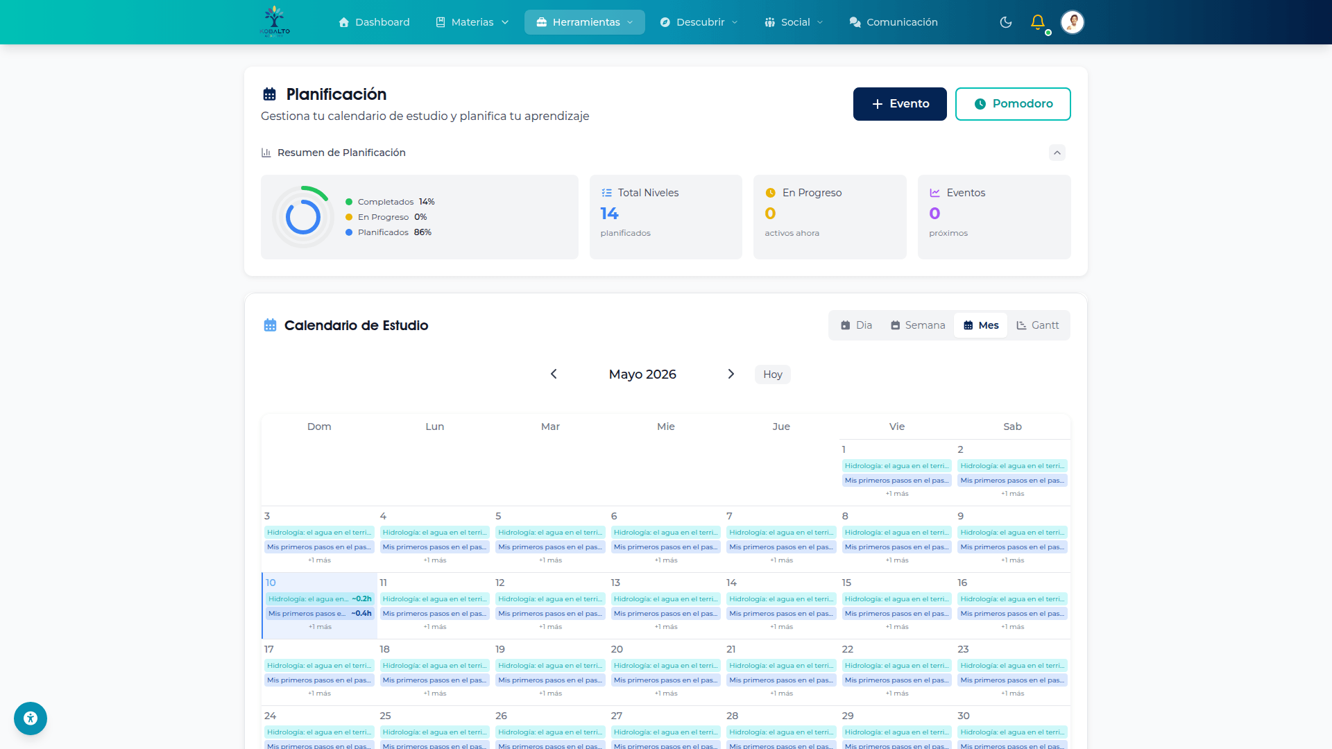Planificador y calendario